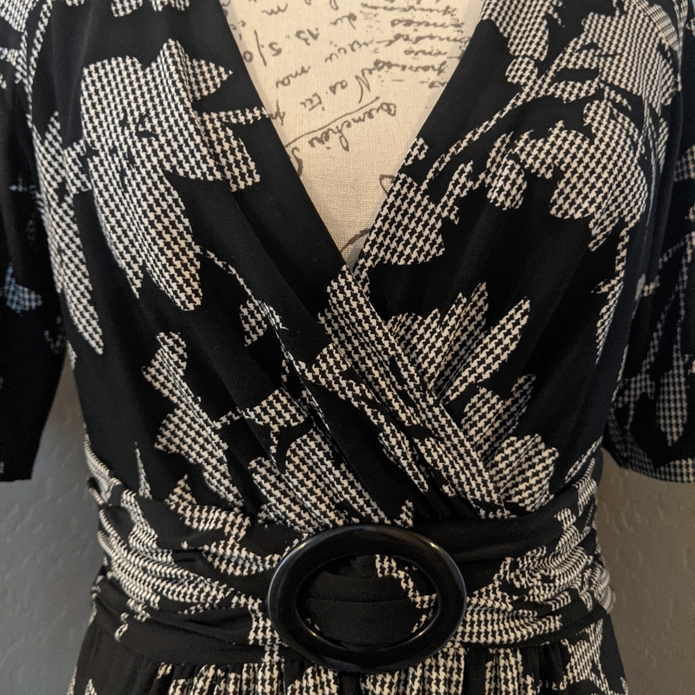 Jones New York Midi Dress w/ Faux Belted High Waist Size 8 - Picture 3 of 5